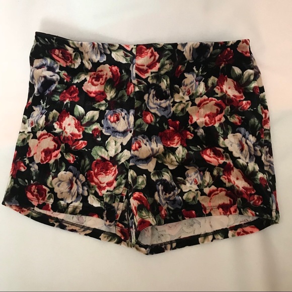 Forever 21 Pants - Velvet Floral Shorts with back zipper - L